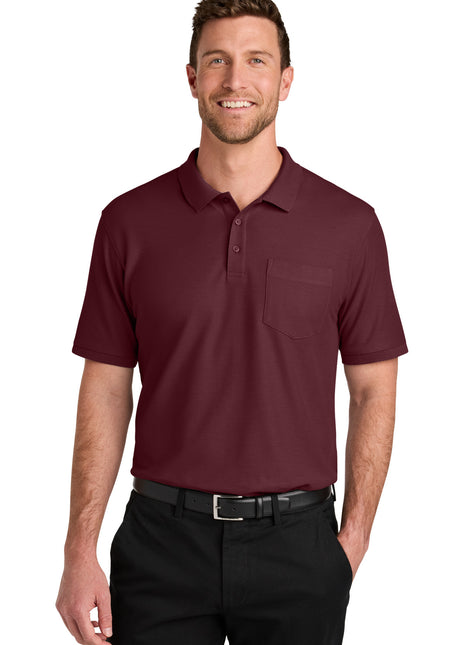 Port Authority® Wearever Signature Pique Pocket Polo K200P - Burgundy | Port Authority