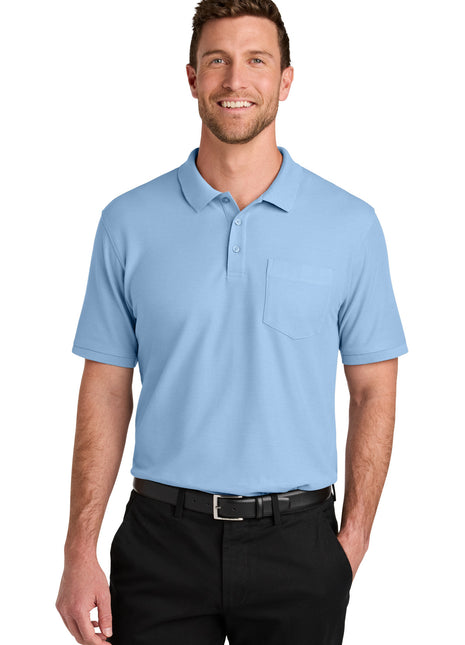 Port Authority® Wearever Signature Pique Pocket Polo K200P - Cloud Blue | Port Authority
