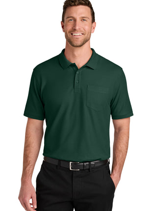 Port Authority® Wearever Signature Pique Pocket Polo K200P - Dark Green | Port Authority