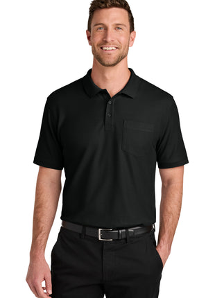 Port Authority® Wearever Signature Pique Pocket Polo K200P - Deep Black | Port Authority