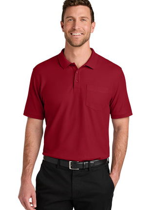 Port Authority® Wearever Signature Pique Pocket Polo K200P - Rich Red | Port Authority