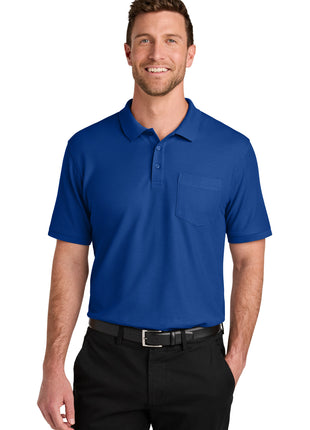 Port Authority® Wearever Signature Pique Pocket Polo K200P - True Royal | Port Authority