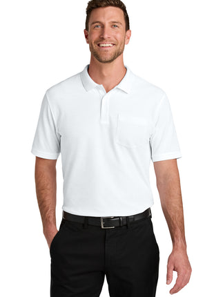 Port Authority® Wearever Signature Pique Pocket Polo K200P - White | Port Authority