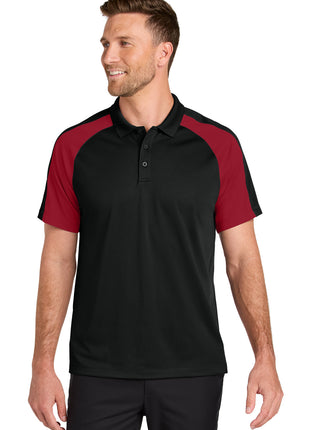 Port Authority® Wearever Performance Pique Colorblock Polo K247 - Deep Black/ Rich Red | Port Authority