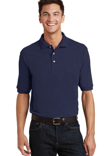 Port Authority® Heavyweight Cotton Pique Polo with Pocket.  K420P - Navy | Port Authority