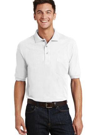 Port Authority® Heavyweight Cotton Pique Polo with Pocket.  K420P - White | Port Authority