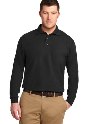 Port Authority® Silk Touch™ Long Sleeve Polo.  K500LS - Black | Port Authority