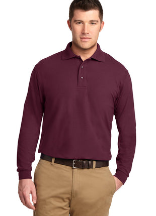 Port Authority® Silk Touch™ Long Sleeve Polo.  K500LS - Burgundy | Port Authority