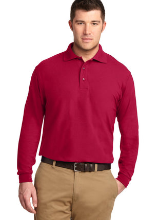 Port Authority® Silk Touch™ Long Sleeve Polo.  K500LS - Red | Port Authority