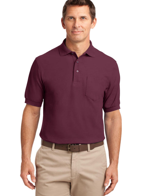 Port Authority® Silk Touch™ Polo with Pocket.  K500P - Burgundy | Port Authority