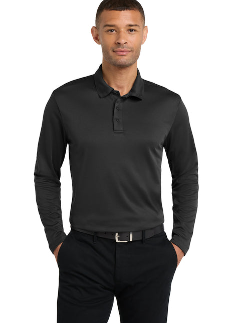 Port Authority® Silk Touch™ Performance Long Sleeve Polo. K540LS - Black | Port Authority