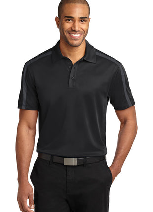 Port Authority® Silk Touch™ Performance Colorblock Stripe Polo. K547 - Black/ Steel Grey | Port Authority