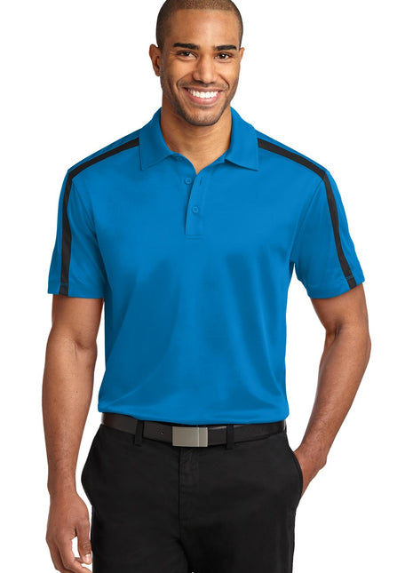 Port Authority® Silk Touch™ Performance Colorblock Stripe Polo. K547 - Brilliant Blue/ Black | Port Authority