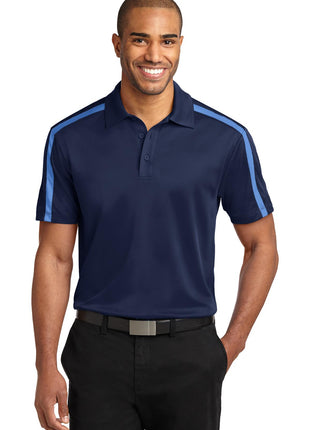 Port Authority® Silk Touch™ Performance Colorblock Stripe Polo. K547 - Navy/ Carolina Blue | Port Authority