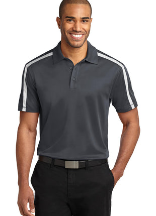 Port Authority® Silk Touch™ Performance Colorblock Stripe Polo. K547 - Steel Grey/ White | Port Authority