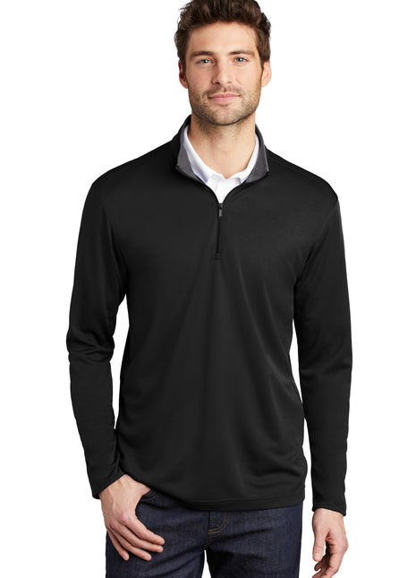 Port Authority ® Silk Touch ™ Performance 1/4-Zip K584 - Black/ Steel Grey | Port Authority