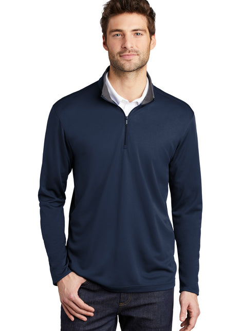 Port Authority ® Silk Touch ™ Performance 1/4-Zip K584 - Navy/ Steel Grey | Port Authority