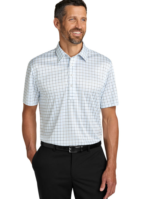 Port Authority® Shirt Collar Polo K700 - Black/ Carolina Blue Check | Port Authority