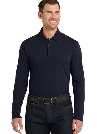 Port Authority® EZCotton® Long Sleeve Polo. K8000LS - Navy | Port Authority
