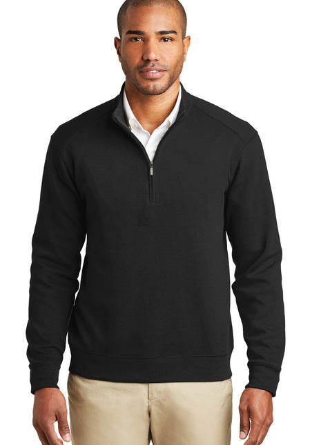 Port Authority® Interlock 1/4-Zip. K807 - Deep Black/ Charcoal Heather | Port Authority