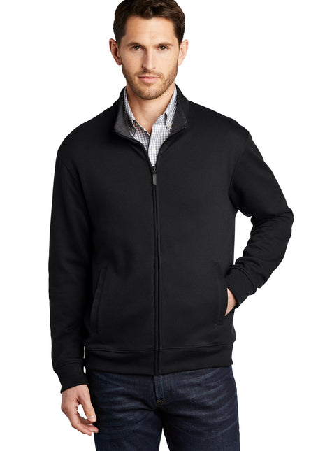 Port Authority ® Interlock Full-Zip. K809 - Deep Black/ Charcoal Heather | Port Authority