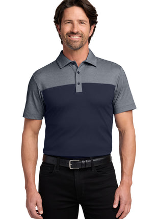 Port Authority® Fine Pique Blend Blocked Polo K831 - River Blue Navy/ River Blue Navy Heather | Port Authority