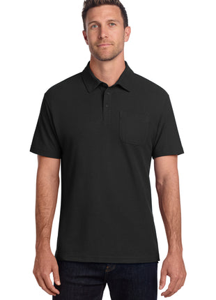 Port Authority® C-FREE® Cotton Blend Pique Pocket Polo K868 - Black | Port Authority