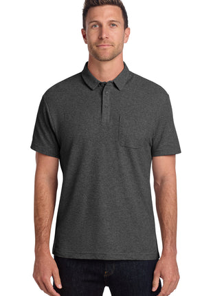 Port Authority® C-FREE® Cotton Blend Pique Pocket Polo K868 - Charcoal Heather | Port Authority
