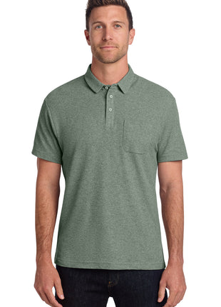 Port Authority® C-FREE® Cotton Blend Pique Pocket Polo K868 - Dark Green Heather | Port Authority