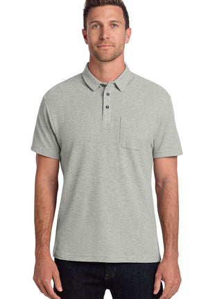 Port Authority® C-FREE® Cotton Blend Pique Pocket Polo K868 - Deep Smoke Heather | Port Authority