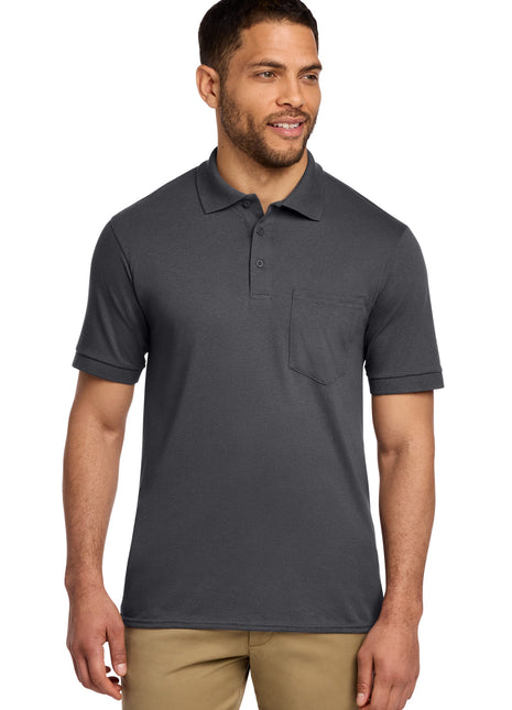 Port & Co™ Core Blend Jersey Knit Pocket Polo. KP55P - Charcoal | Port & Co