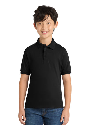 Port & Co™ Youth Core Blend Jersey Knit Polo. KP55Y - Jet Black | Port & Co