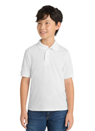Port & Co™ Youth Core Blend Jersey Knit Polo. KP55Y - White | Port & Co