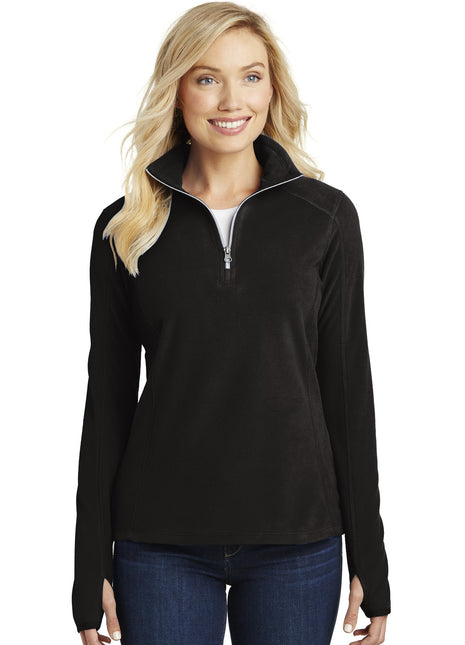 Port Authority® Women's Microfleece 1/2-Zip Pullover. L224 - Black | Port Authority