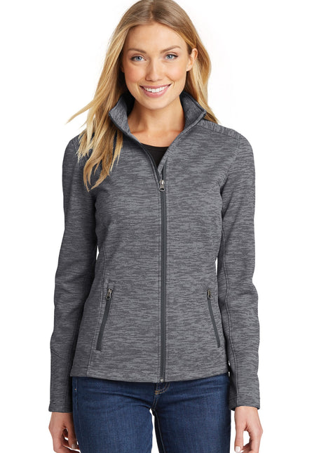 Port Authority® Women's Digi Stripe Fleece Jacket. L231 - Black | Port Authority