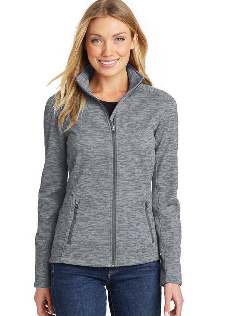 Port Authority® Women's Digi Stripe Fleece Jacket. L231 - Grey | Port Authority