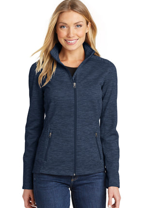 Port Authority® Women's Digi Stripe Fleece Jacket. L231 - Navy | Port Authority