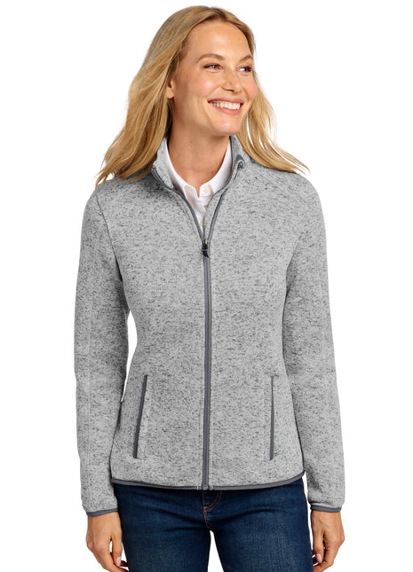 Port Authority® Women's Sweater Fleece Jacket. L232 - Grey Heather | Port Authority