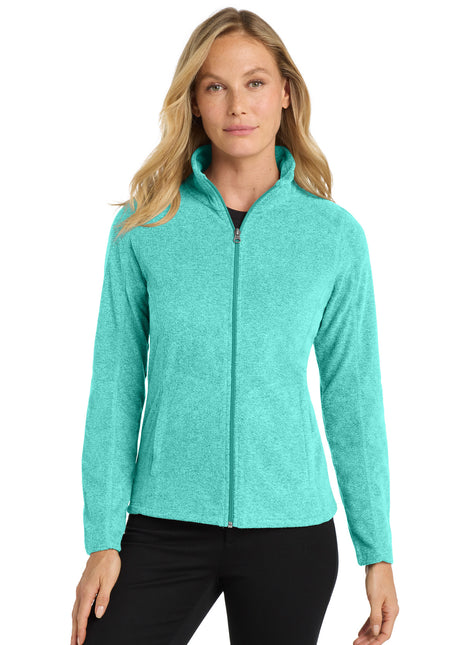 Port Authority® Women's Heather Microfleece Full-Zip Jacket. L235 - Aqua Green Heather | Port Authority