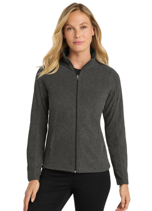 Port Authority® Women's Heather Microfleece Full-Zip Jacket. L235 - Black Charcoal Heather | Port Authority