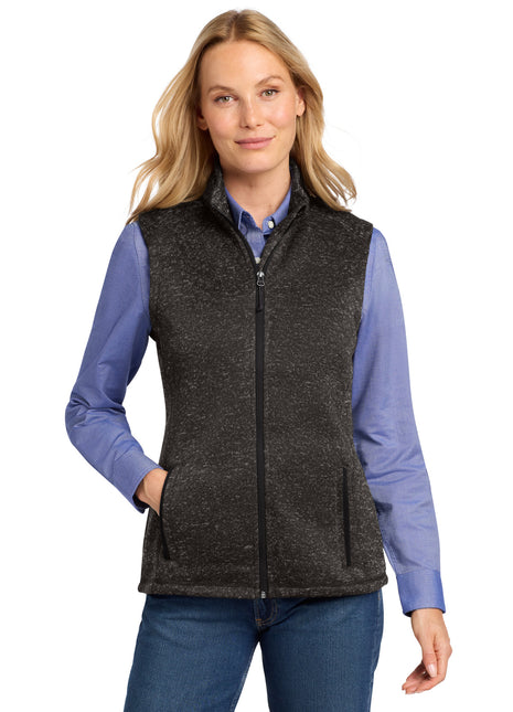 Port Authority ® Women's Sweater Fleece Vest L236 - Black Heather | Port Authority