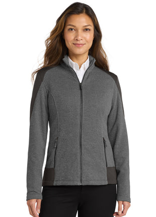 Port Authority ® Women's Grid Fleece Jacket. L239 - Grey Smoke Heather/ Grey Smoke | Port Authority