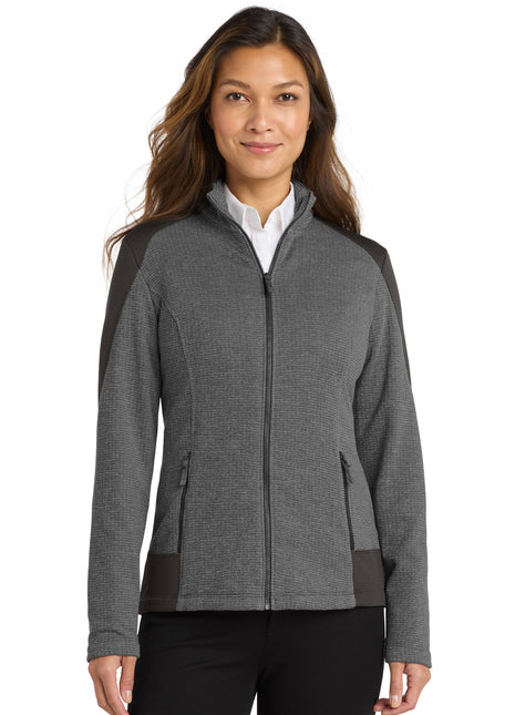 Port Authority ® Women's Grid Fleece Jacket. L239 - Grey Smoke Heather/ Grey Smoke | Port Authority