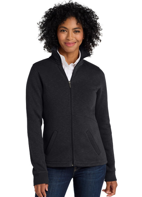 Port Authority® Women's Slub Fleece Full-Zip Jacket. L293 - Black | Port Authority