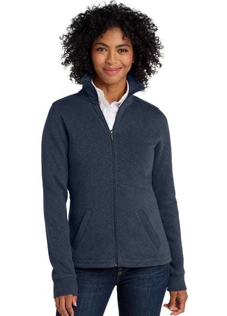 Port Authority® Women's Slub Fleece Full-Zip Jacket. L293 - Navy | Port Authority