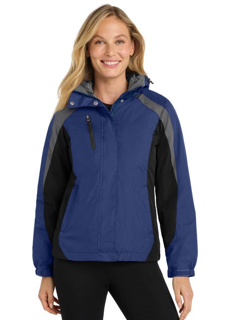 Port Authority® Women's Colorblock 3-in-1 Jacket. L321 - Admiral Blue/ Black/ Magnet | Port Authority