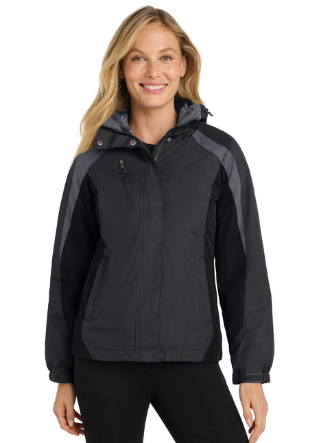 Port Authority® Women's Colorblock 3-in-1 Jacket. L321 - Black/ Black/ Magnet | Port Authority