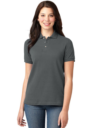 Port Authority® Women's Heavyweight Cotton Pique Polo.  L420 - Steel Grey | Port Authority