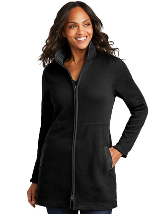 Port Authority® Women's Arc Sweater Fleece Long Jacket L425 - Deep Black | Port Authority