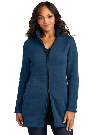 Port Authority® Women's Arc Sweater Fleece Long Jacket L425 - Insignia Blue Heather | Port Authority